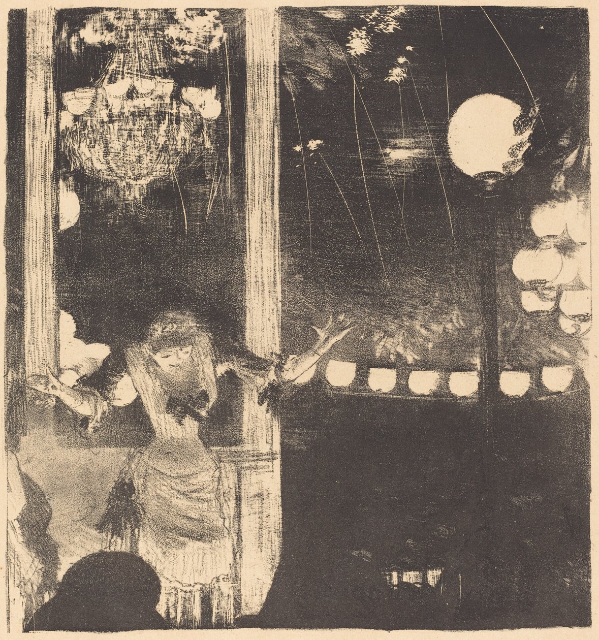 Mademoiselle Bécat in het Café des Ambassadeurs door Edgar Degas