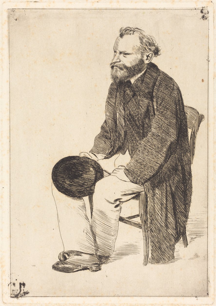 Manet zittend, naar links gekeerd (Manet assis, tourné à gauche) door Edgar Degas