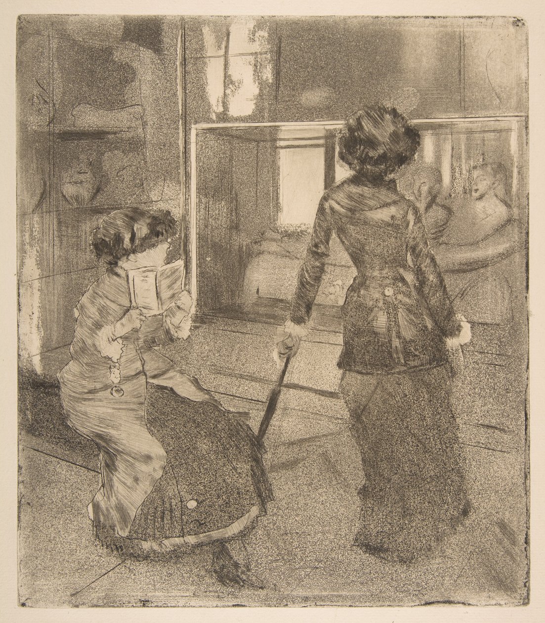 Mary Cassatt in het Louvre: De Etruskische galerij door Edgar Degas