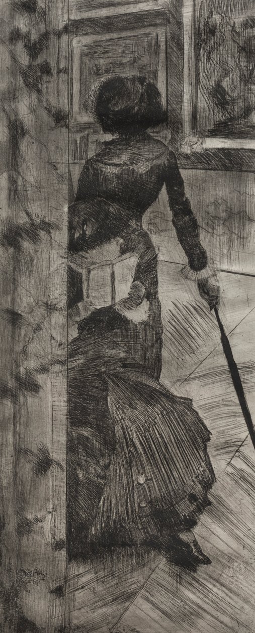 Mary Cassatt in het Louvre: De schilderijen galerij, 1879-1880 door Edgar Degas