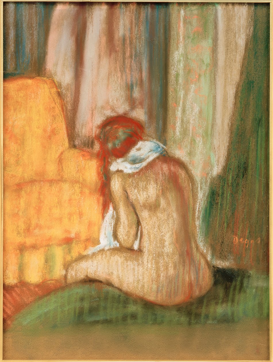 Zittende naakt van achteren door Edgar Degas