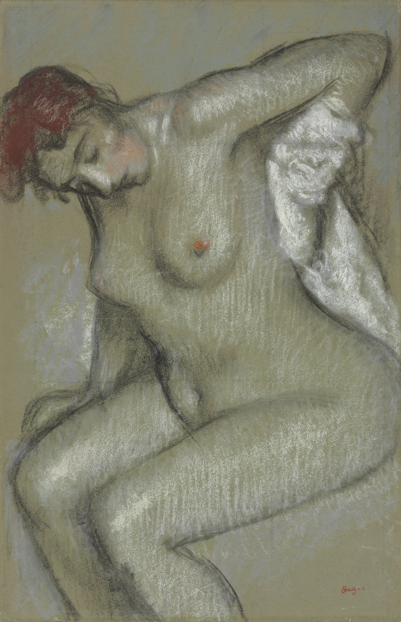 Naakte vrouw die zichzelf droogt; Femme nue s