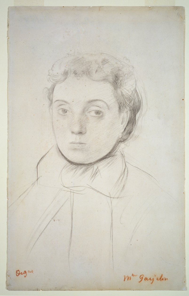 Portret van Joséphine Gaujelin, voor 1867 (krijt op papier) door Edgar Degas