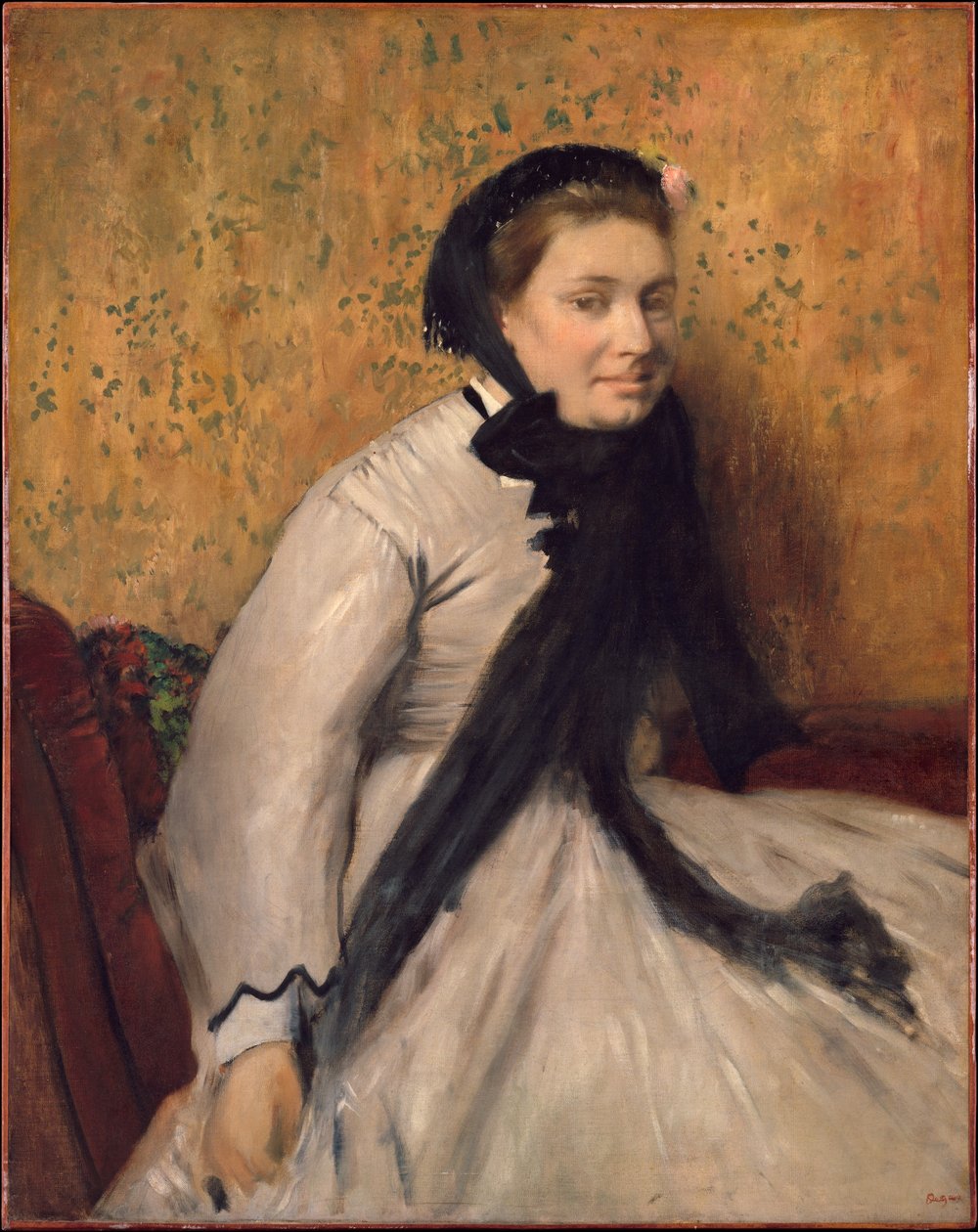 Portret van een vrouw in grijs door Edgar Degas