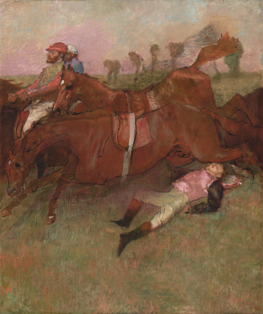 Scène uit de steeplechase: de gevallen jockey door Edgar Degas