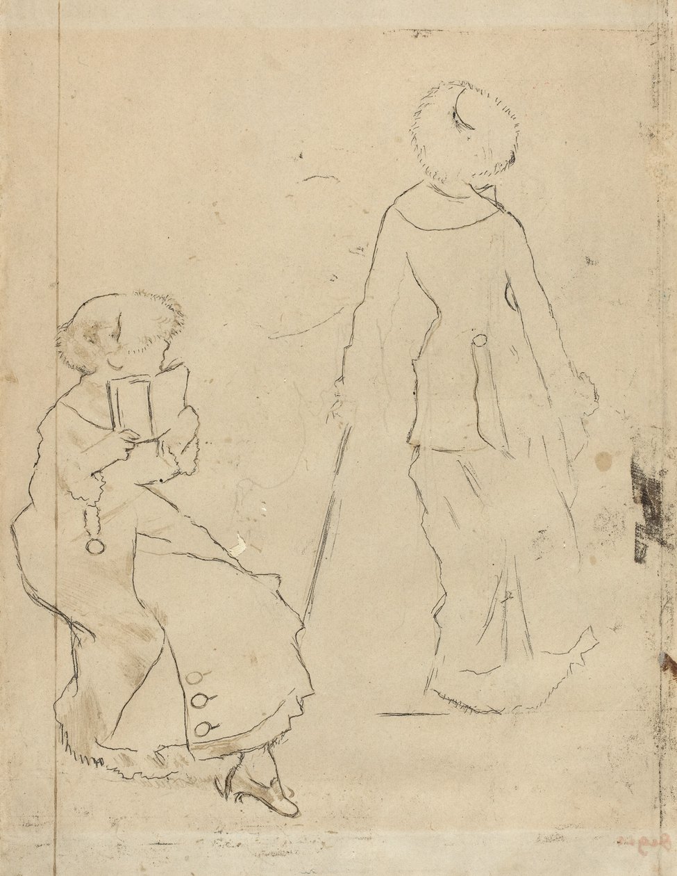Studie voor "Mary Cassatt in het Louvre" [verso] door Edgar Degas