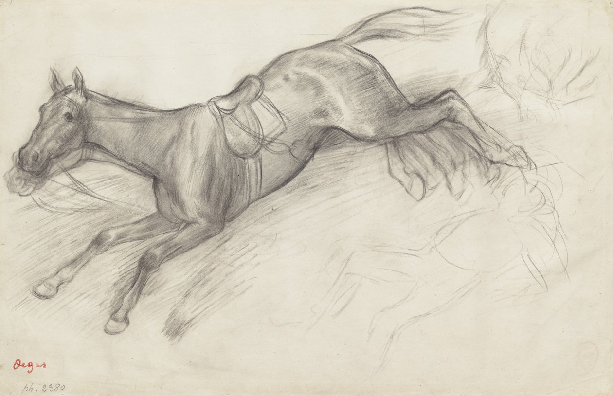 Studie voor "Scène van de Steeplechase: De Gevallen Jockey" door Edgar Degas