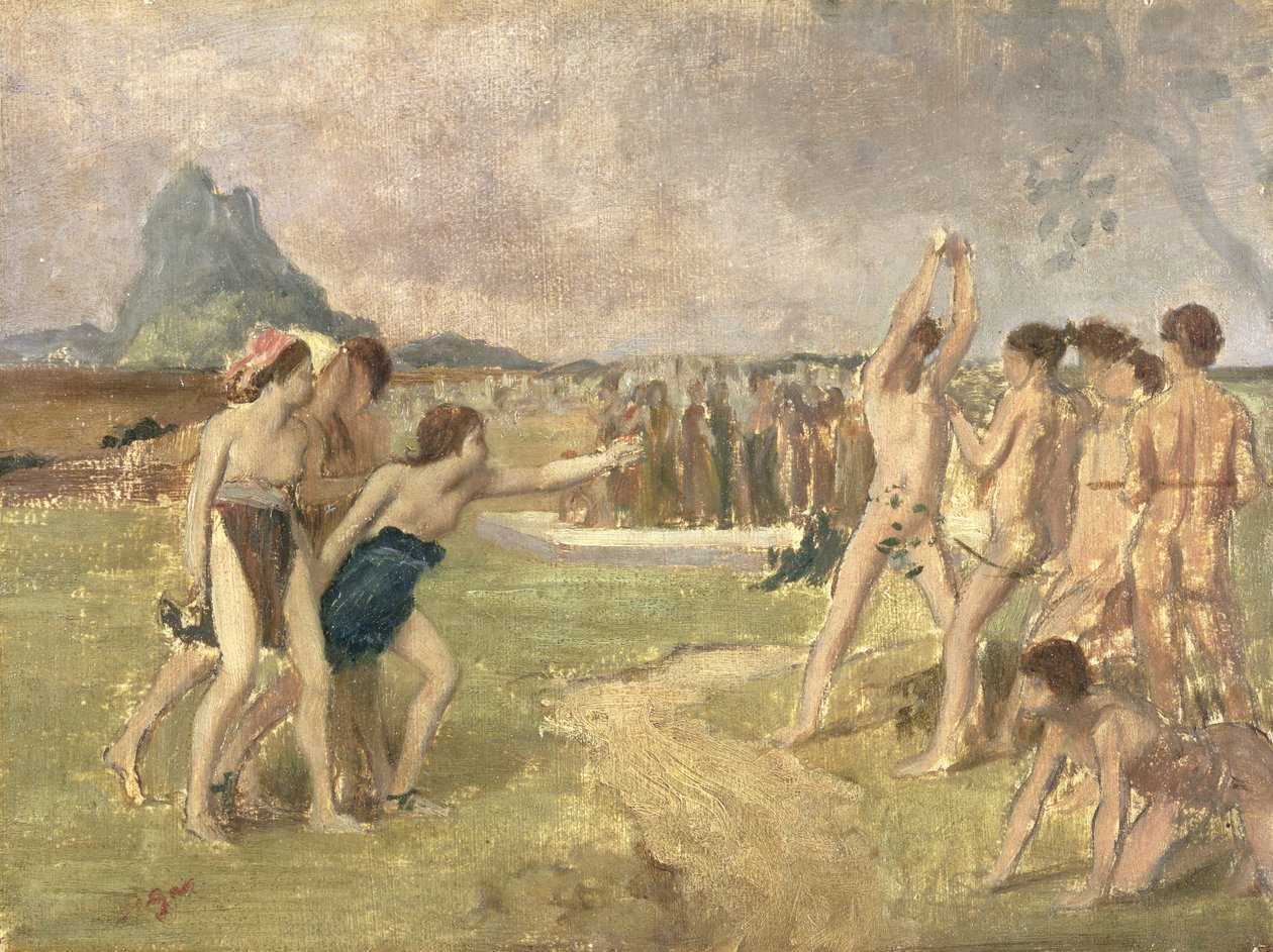 Studie voor De jonge Spartanen die oefenen, c.1860-61 door Edgar Degas