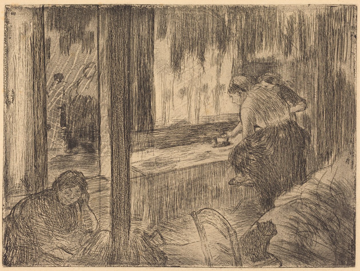 The Laundresses (De wasvrouwen (Het strijken)) door Edgar Degas
