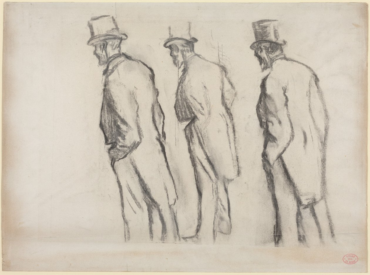 Drie studies van Ludovic Halévy, staand door Edgar Degas
