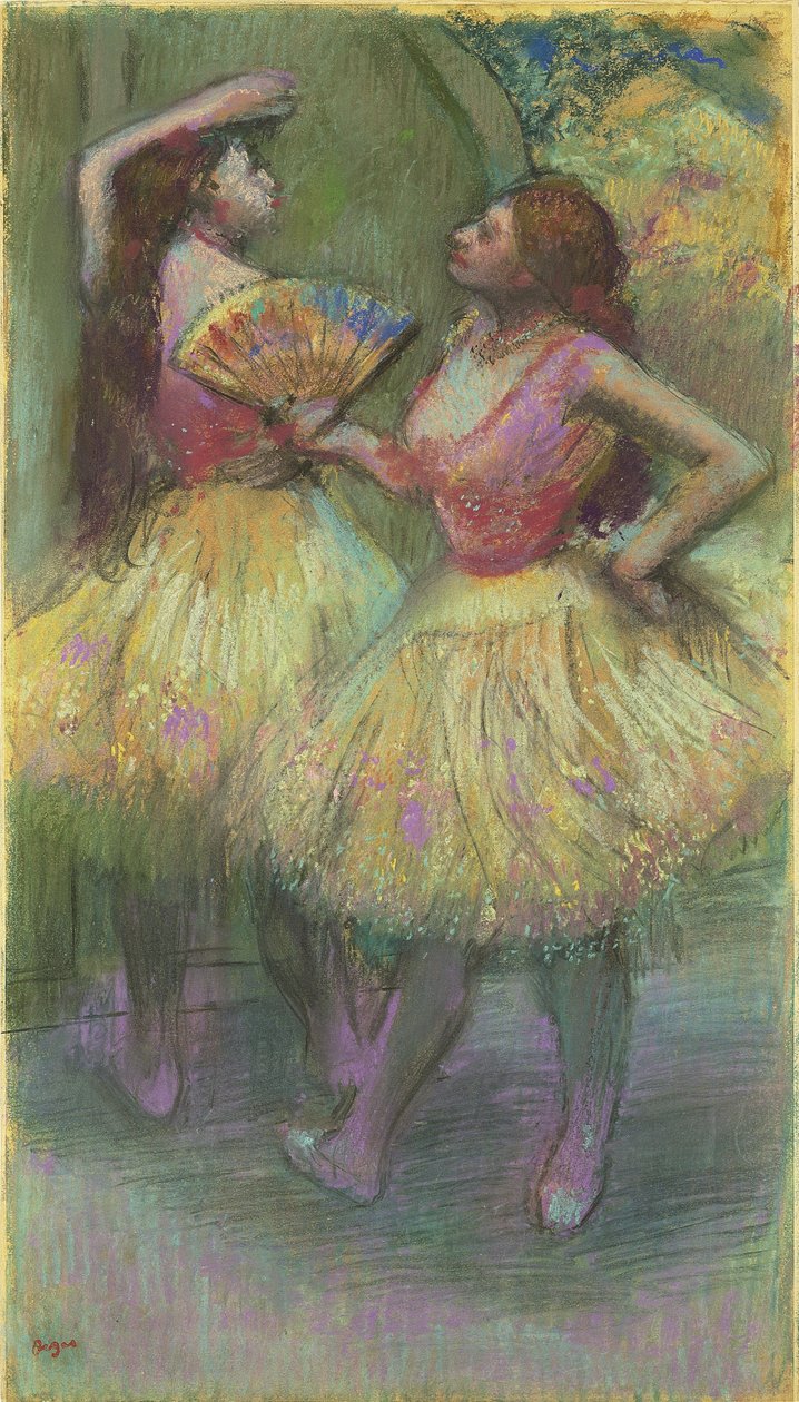 Twee dansers voor het betreden van het podium, 1888 door Edgar Degas