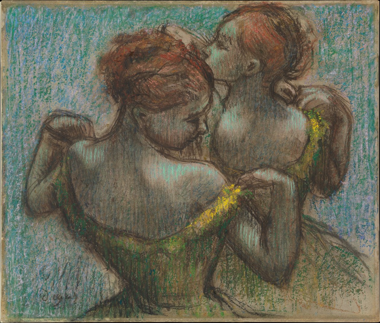 Twee danseressen, halffiguur door Edgar Degas
