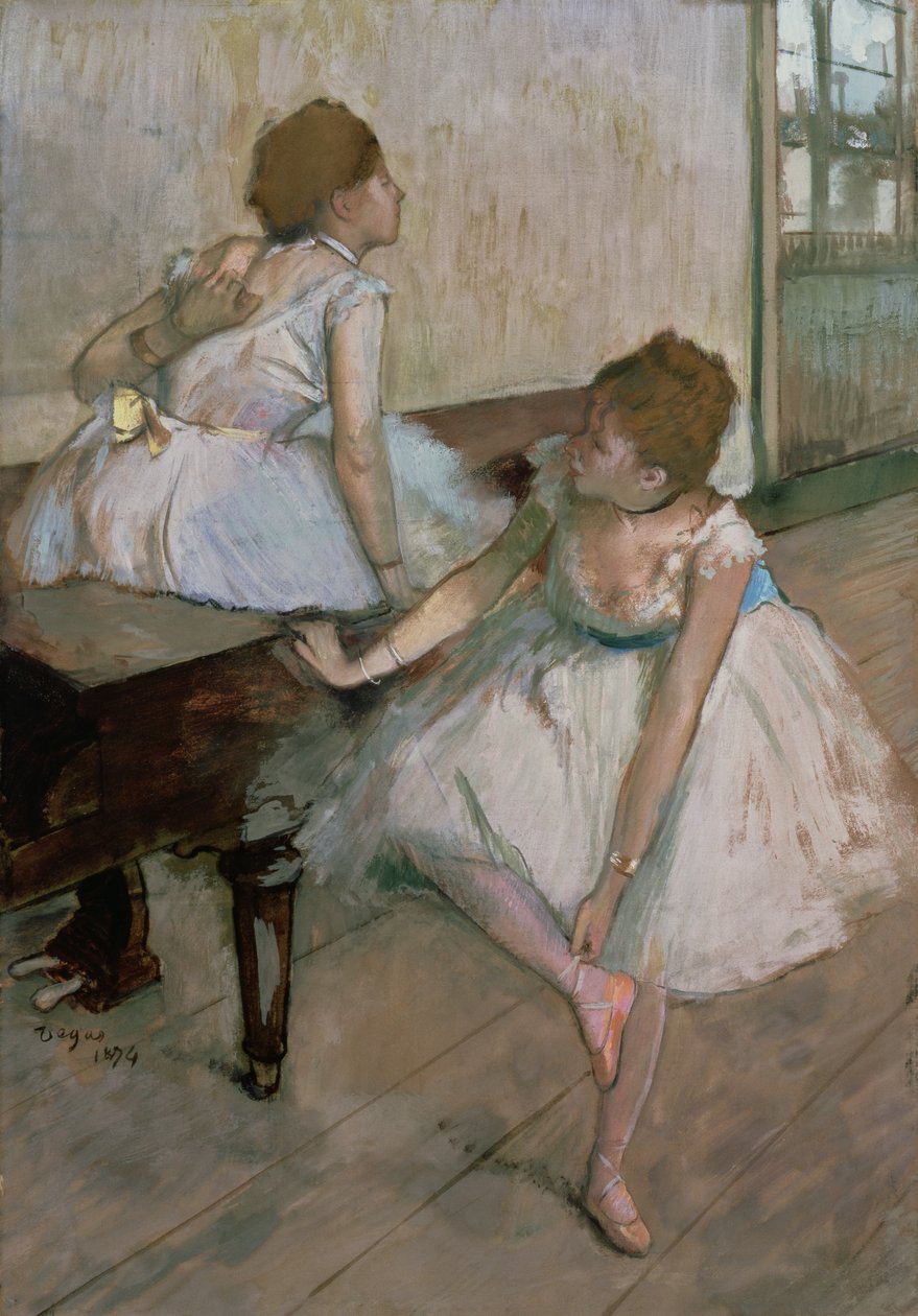Twee dansers rusten door Edgar Degas