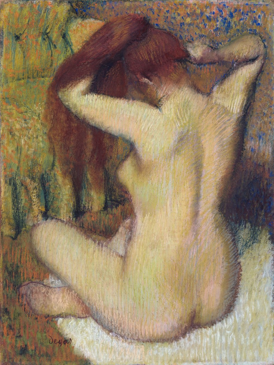 Vrouw die Haar Haar Kamt door Edgar Degas