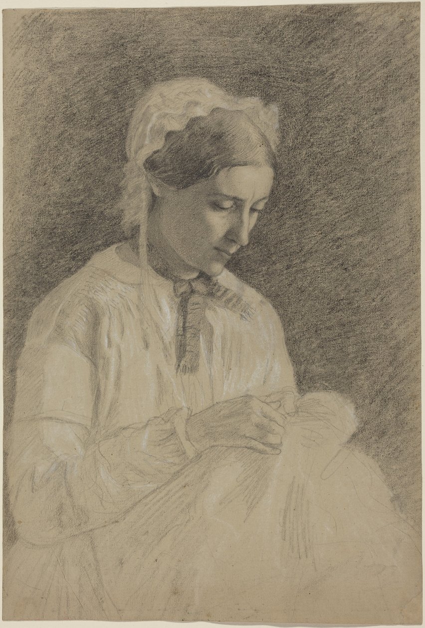 Bordurende vrouw door Edgar Degas