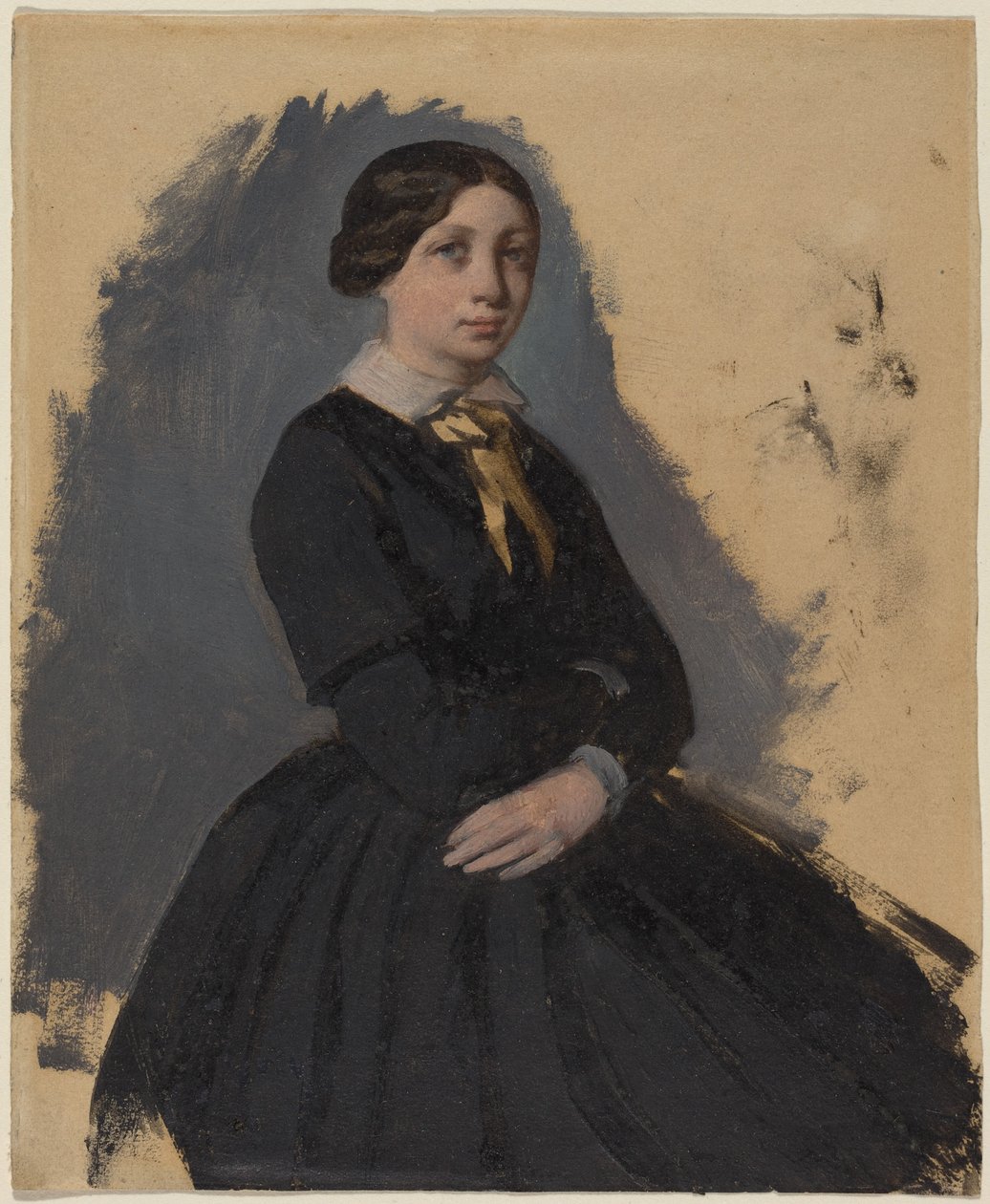 Jonge vrouw in het zwart door Edgar Degas