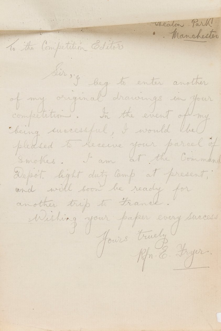 Brief aan een krantwedstrijdredacteur, 1917 door Edgar Fryer