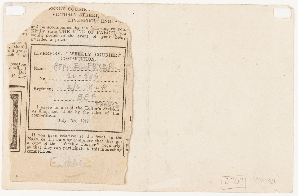 Inzending voor een krantwedstrijdredacteur, 1917 door Edgar Fryer
