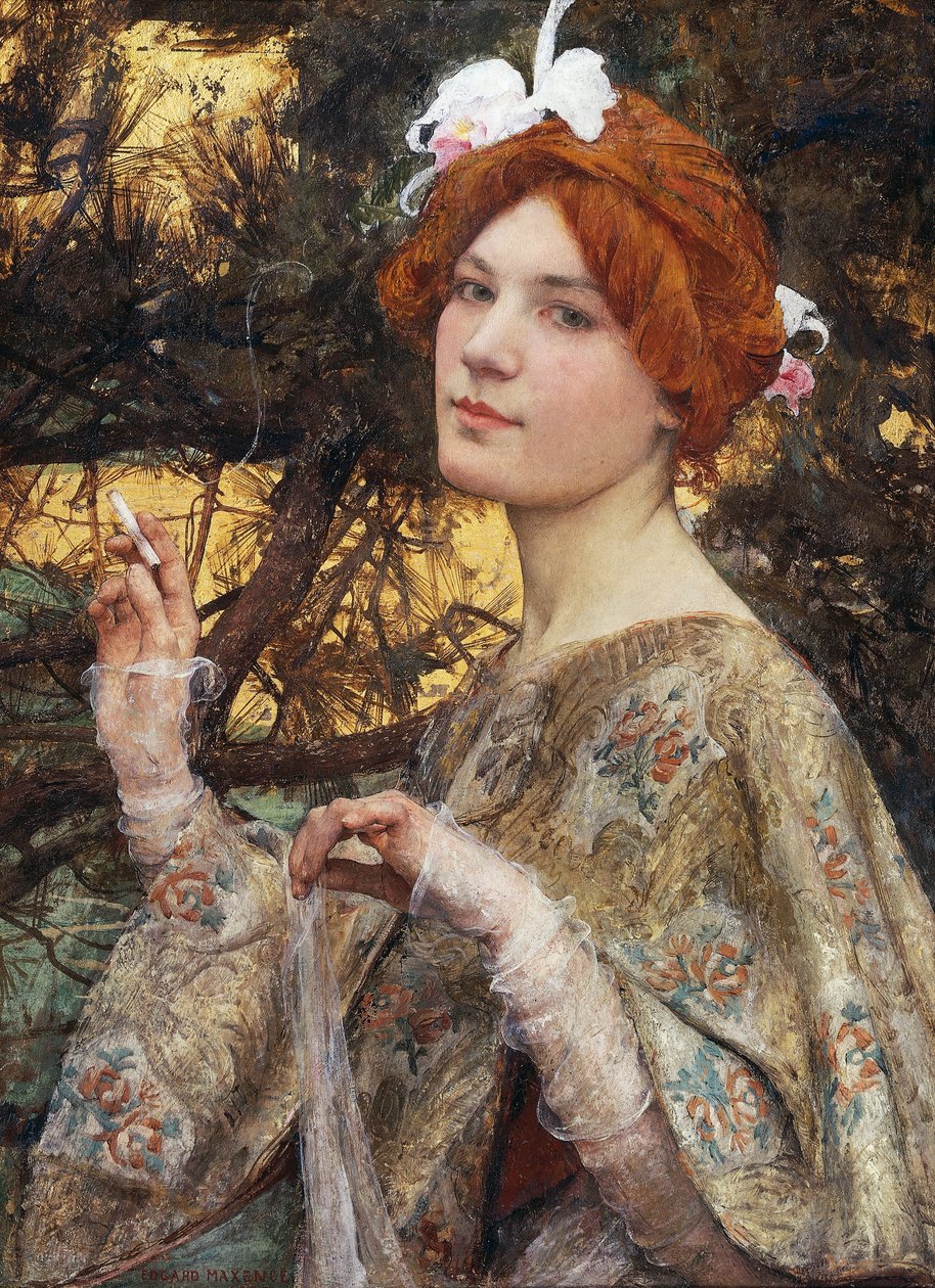 Dame met orchidee door Edgar Maxence