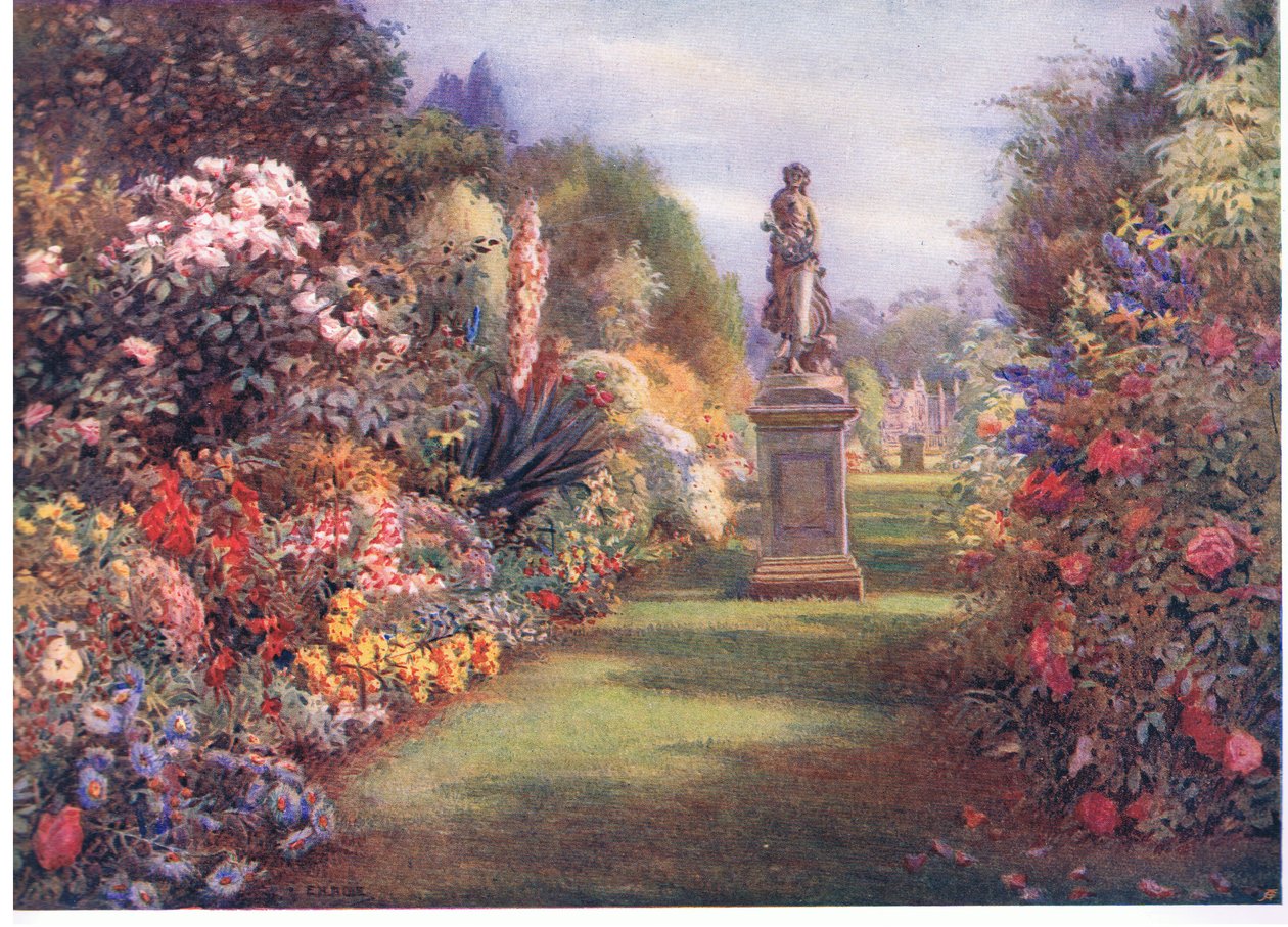 Graswandeling in Hampton Court, uit The Gardens of England: In the Southern and Western Counties gepubliceerd door The Studio door Edith Helena Adie
