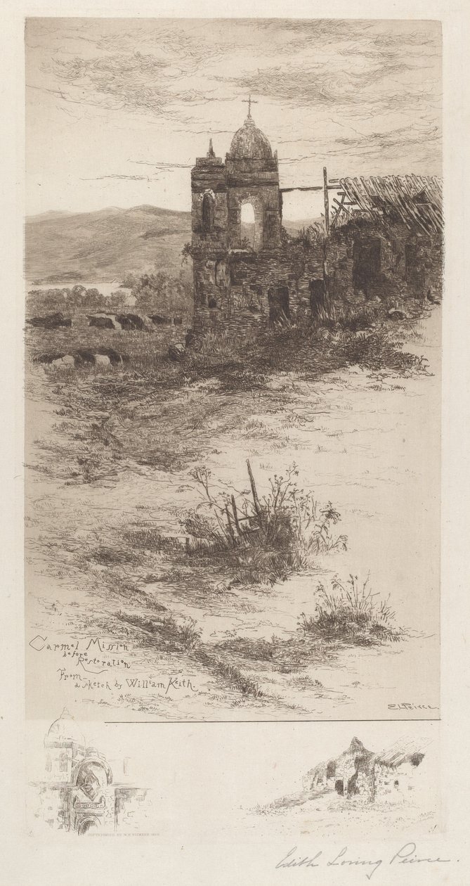 Carmel Missie (voor restauratie) door Edith Loring Peirce Getchell, after William Keith