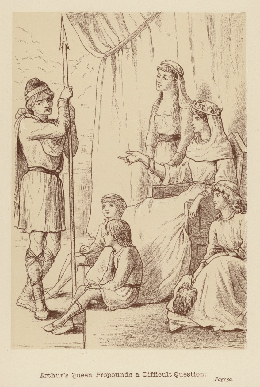 Arthurs koningin stelt een moeilijke vraag (litho) door Edith Scannell
