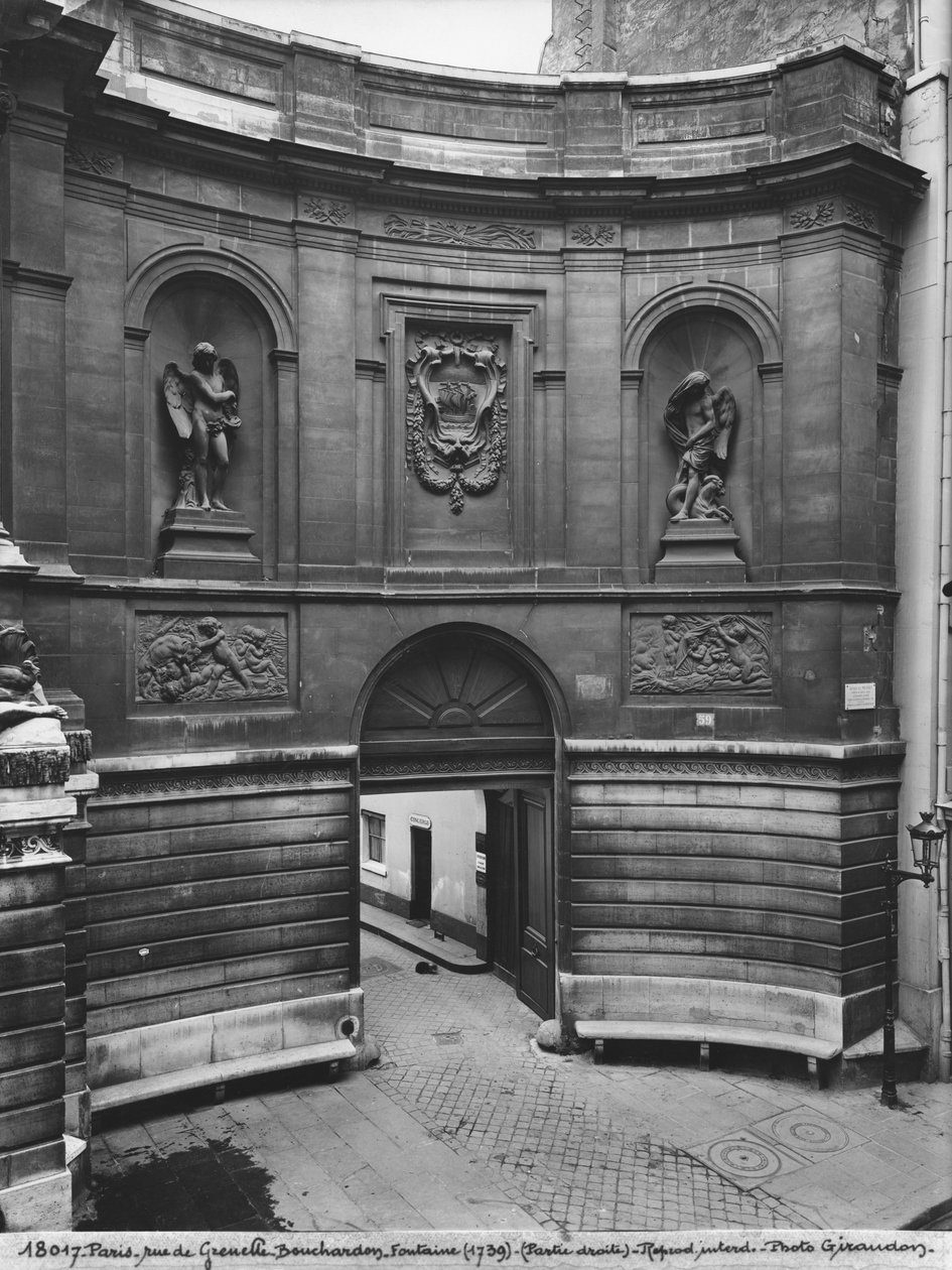 Uitzicht op de Fontein van de Vier Seizoenen, rechterdeel, rue de Grenelle, 1739-46 (detail) door Edmé Bouchardon
