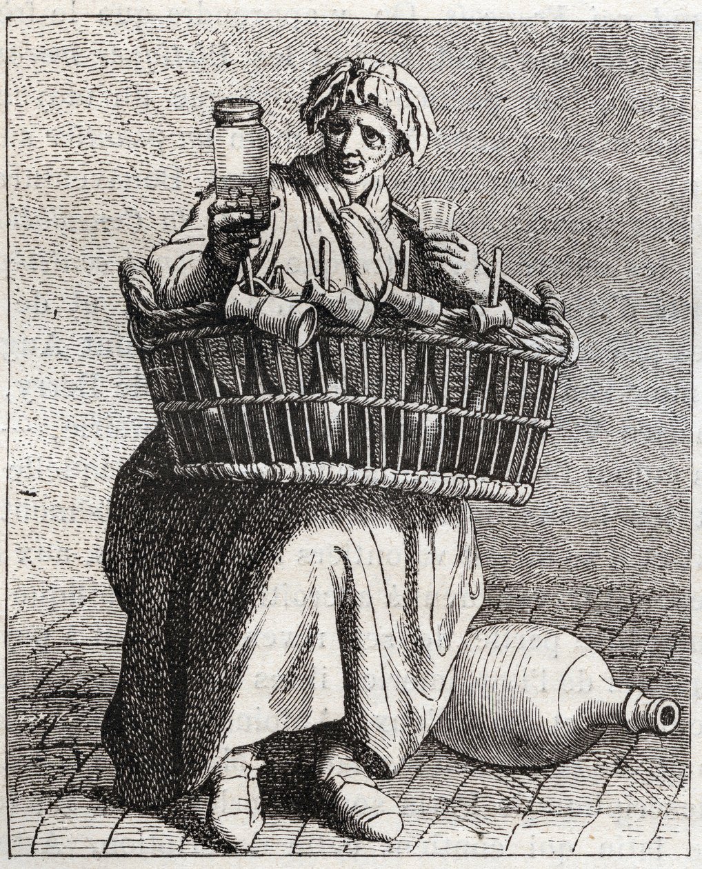 Le marchand de cognac - Klein beroep in Parijs (Études prises dans le bas Peuple, ou les Cris de Paris) - gravure door Edme Bouchardon (1698-1762) door Edmé Bouchardon