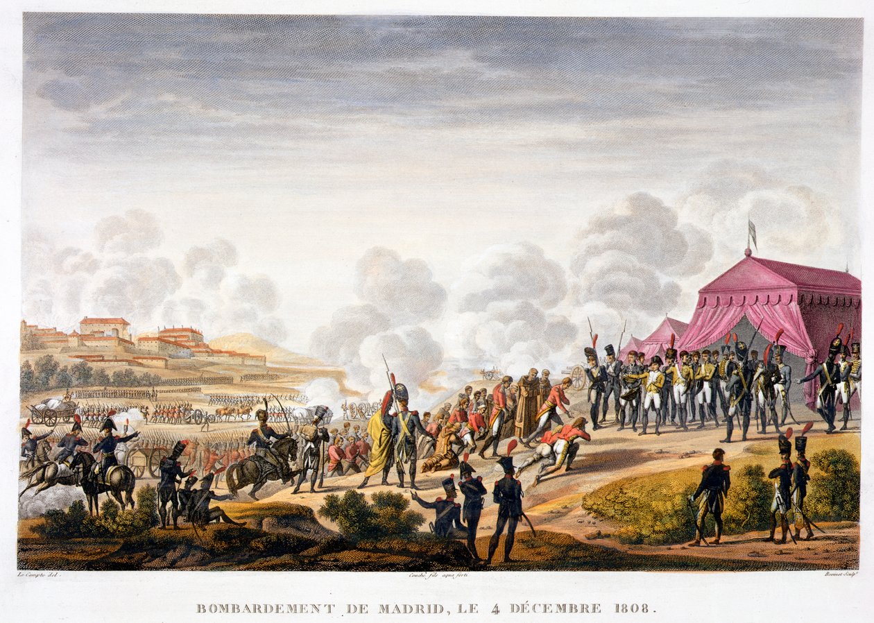 Het bombardement van Madrid, Spanje, 4 december 1808 door Edme Bovinet