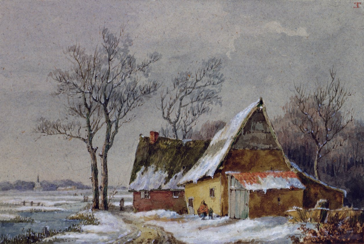 Winterscène in de Lage Landen door Edmond Jean