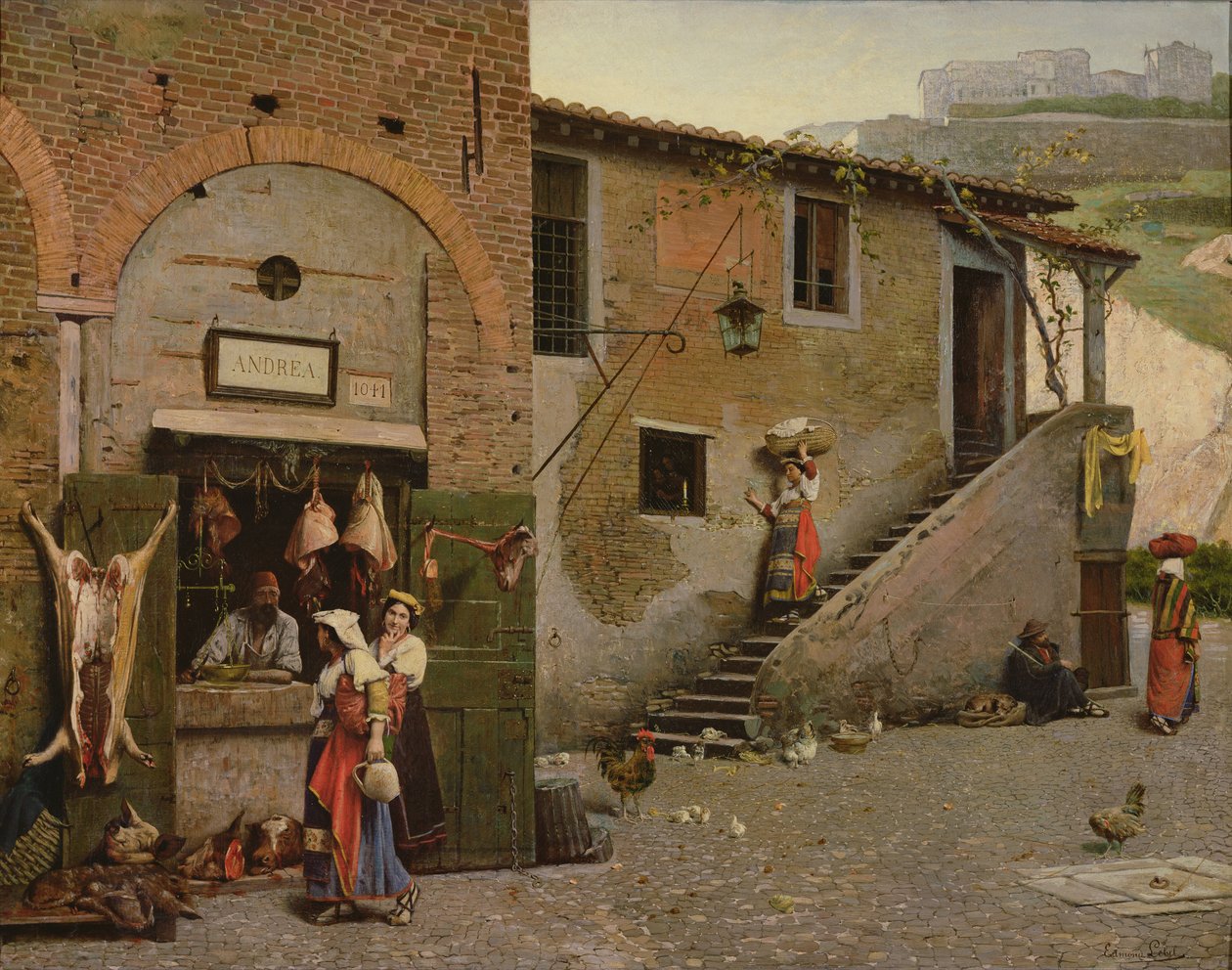 Een slager uit Trastevere, Rome door Edmond Lebel