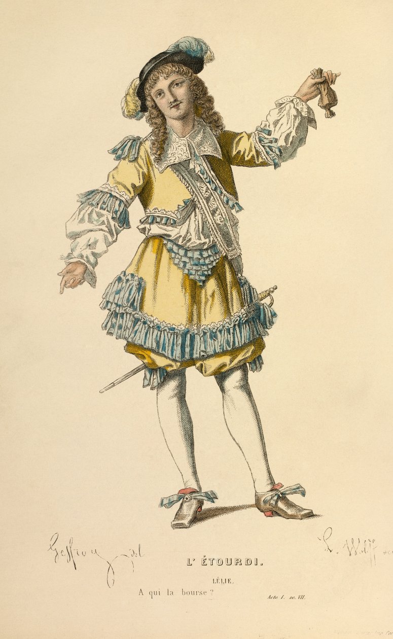 Kostuum voor de rol van Lelie, ca. 1868 (gravure) door Edmond Aime Florentin Geffroy