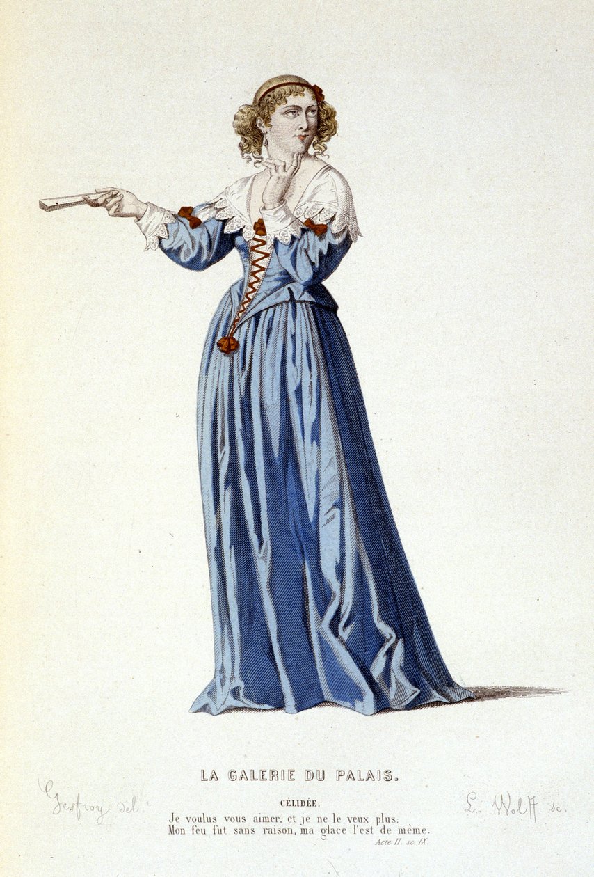 Het personage Celidee in de komedie La galerie du palais ou l