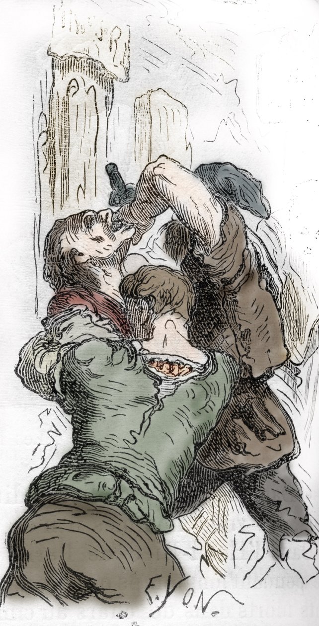 Zwarte Dood: slachting van Joden, 1348, illustratie uit "Histoire-populaire-de-France" door Charles Lahure, 1866 door Edmond Charles Yon