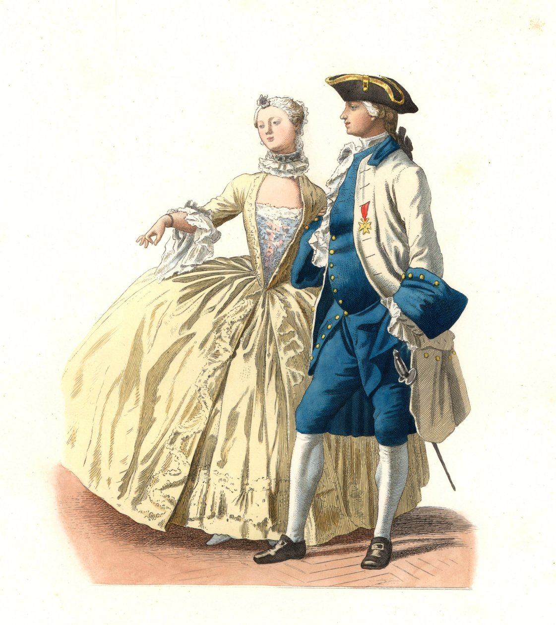 Officier gouverneur van Marseille en dame van kwaliteit, Frankrijk door Edmond Lechevallier Chevignard
