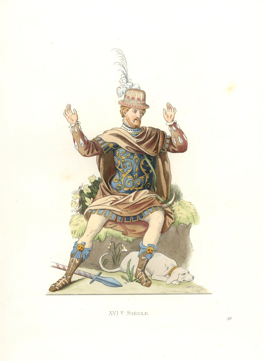 Franse heer in oud kostuum door Edmond Lechevallier Chevignard