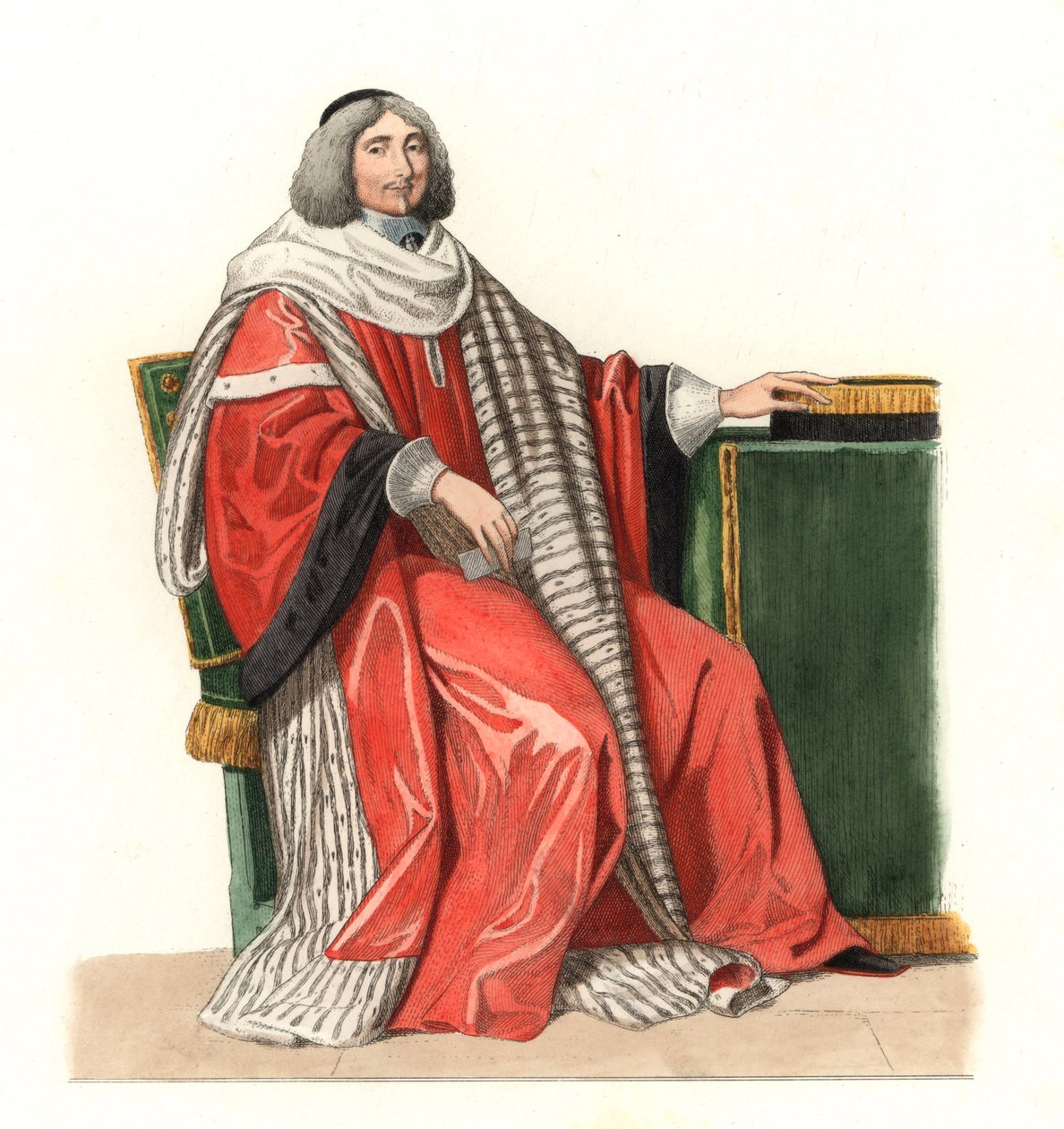Jean Antoine de Mesme (1661-1723), heer van Irval, graaf van Avaux, Franse magistratuur 17e eeuw, naar een schilderij van 1653, door Philippe de Champaigne (1602-1674) - Lithografie gebaseerd op een illustratie van Edmond Lechevallier-Chevignard (1825-1902 door Edmond Lechevallier Chevignard
