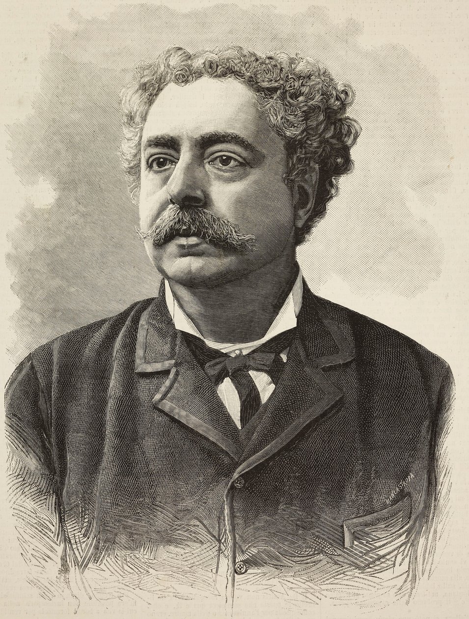 Portret van Edmondo De Amicis (1846-1908), Italiaanse auteur, gravure door E Mancastroppa van foto door Schemboche uit L