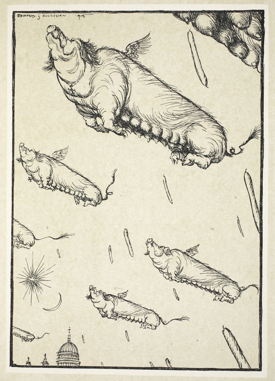 Wanneer de Varkens Beginnen te Vliegen (Die Blutwurst), illustratie uit The Kaiser