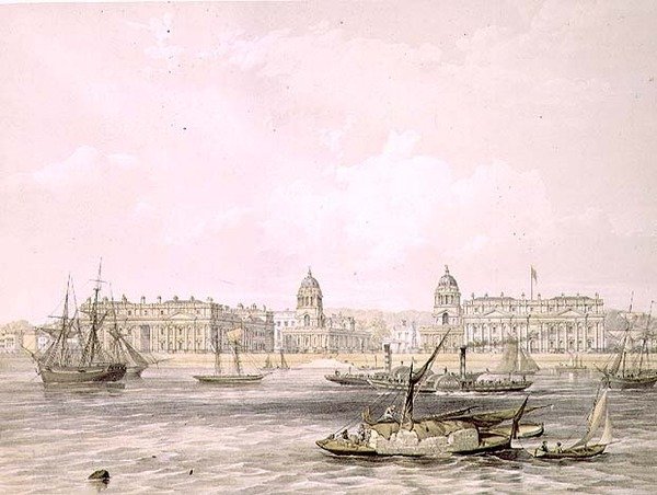 Greenwich Hospital, gegraveerd door Thomas Picken (fl.1838-1870), uitgegeven in 1852 door Lloyd Bros. & Co. (lithografie) door Edmund (after) Walker