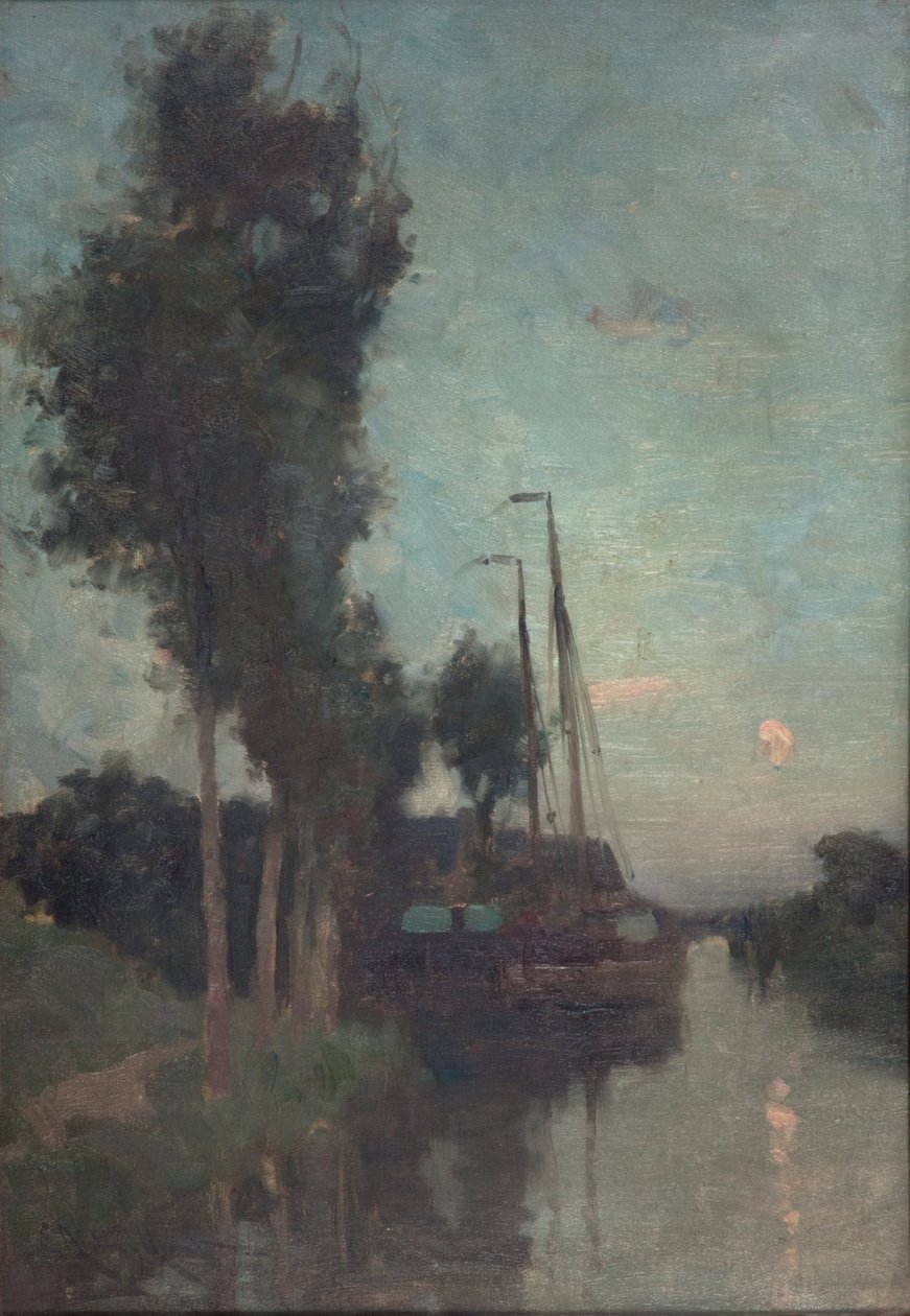 Avond in Holland (olieverf op doek) door Edmund Aubrey Hunt