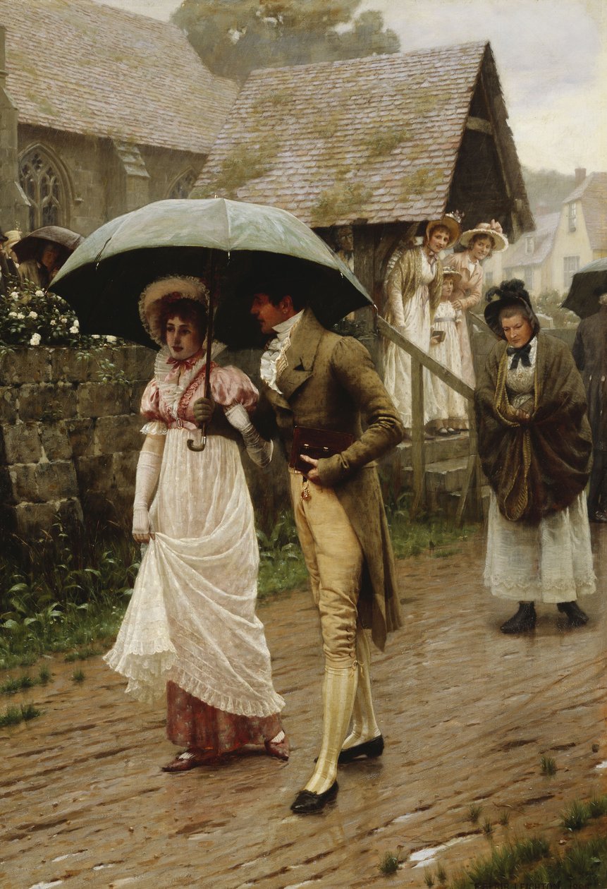 Een natte zondagochtend door Edmund Blair Leighton