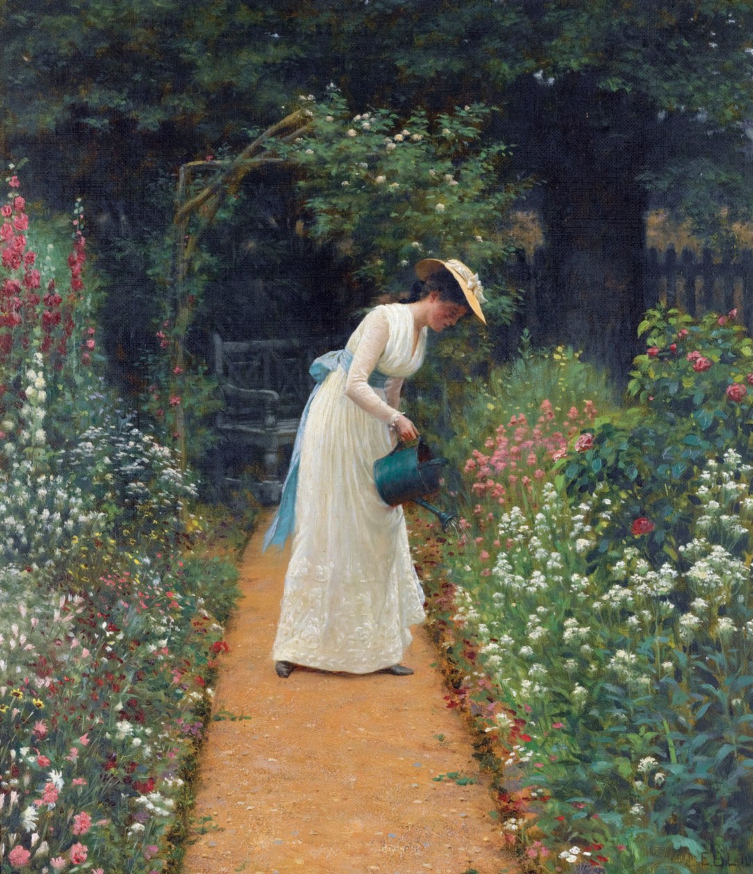 De tuin van mijn dame door Edmund Blair Leighton