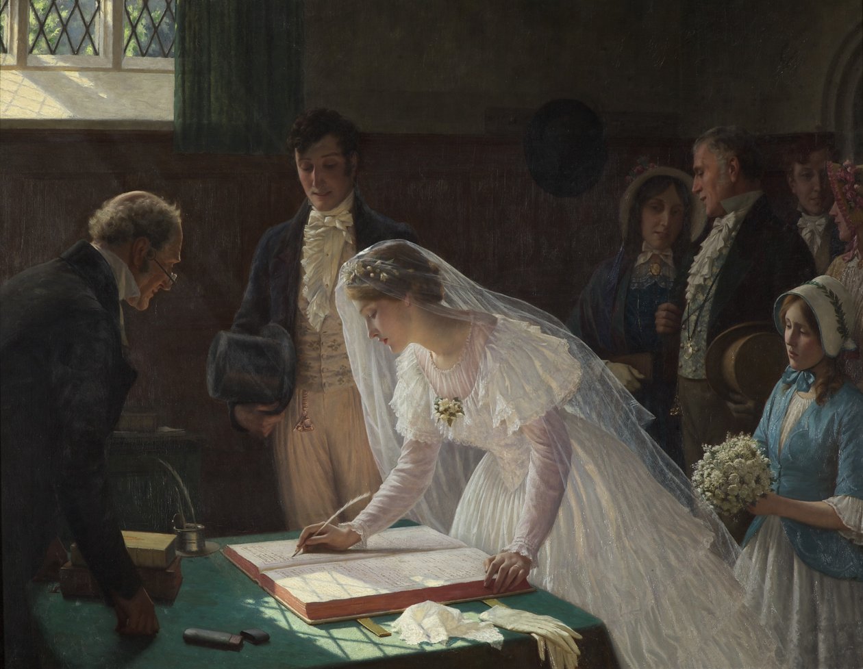 Het register ondertekenen door Edmund Blair Leighton