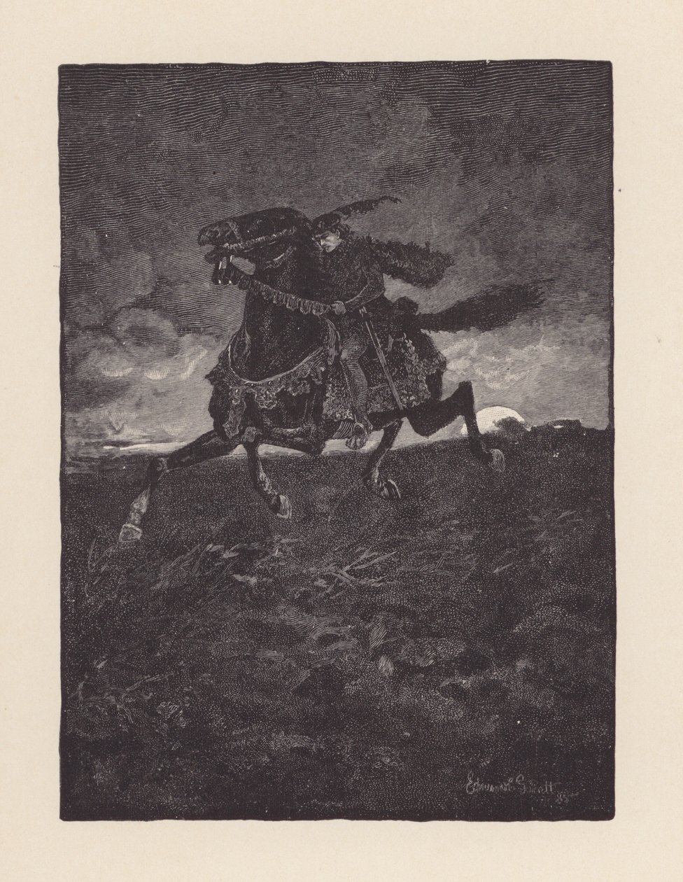 Illustratie voor De avond van St Agnes door John Keats (litho) door Edmund Henry Garrett