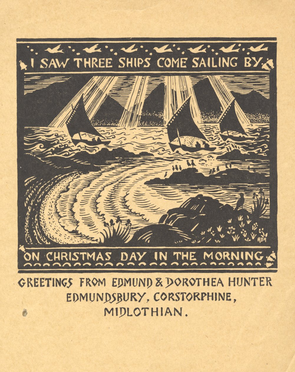 Ik zag drie zeilschepen, c.1930 door Edmund Hunter
