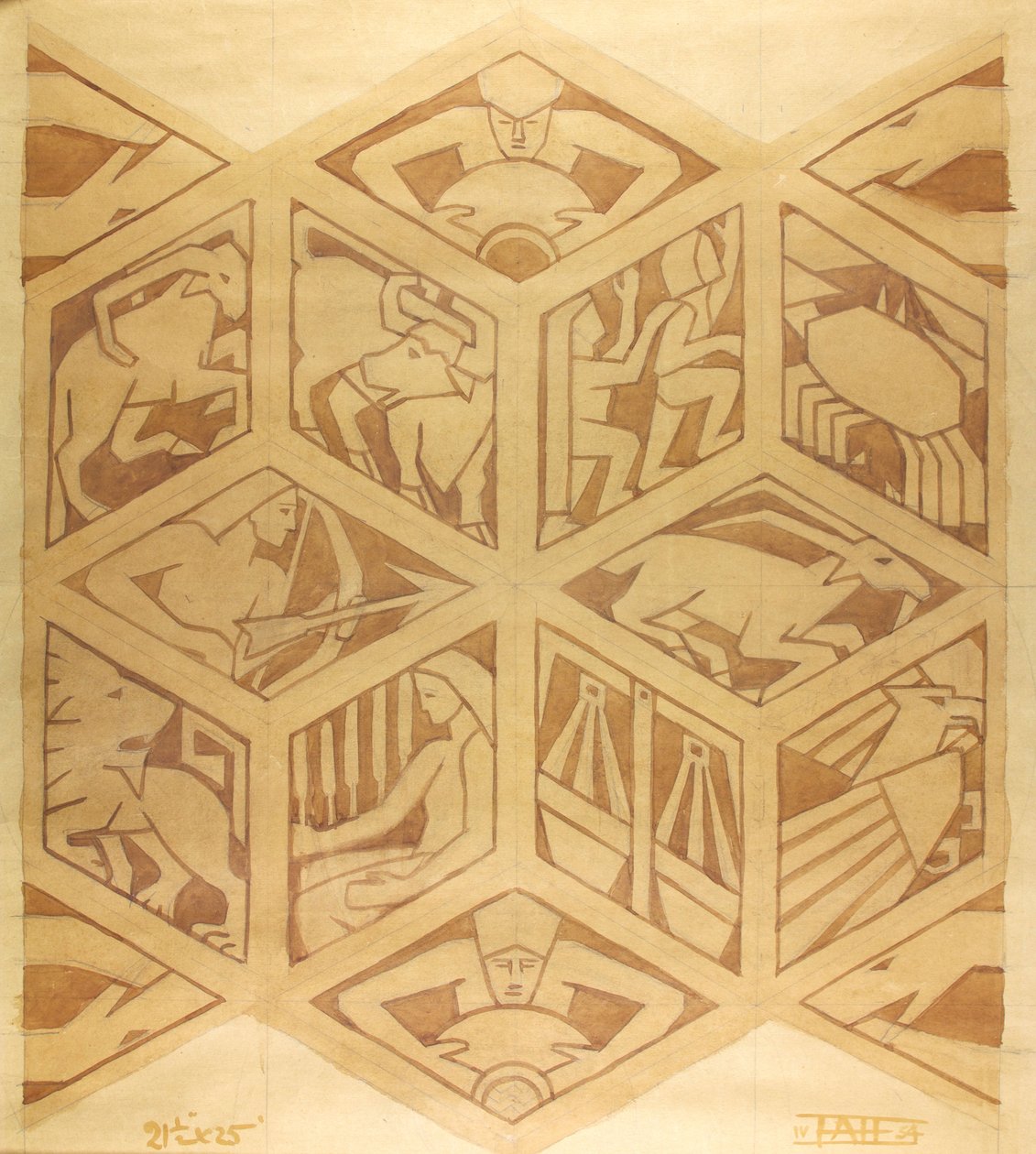 Zodiac Tekens - Art Deco, april 1934 door Edmund Hunter