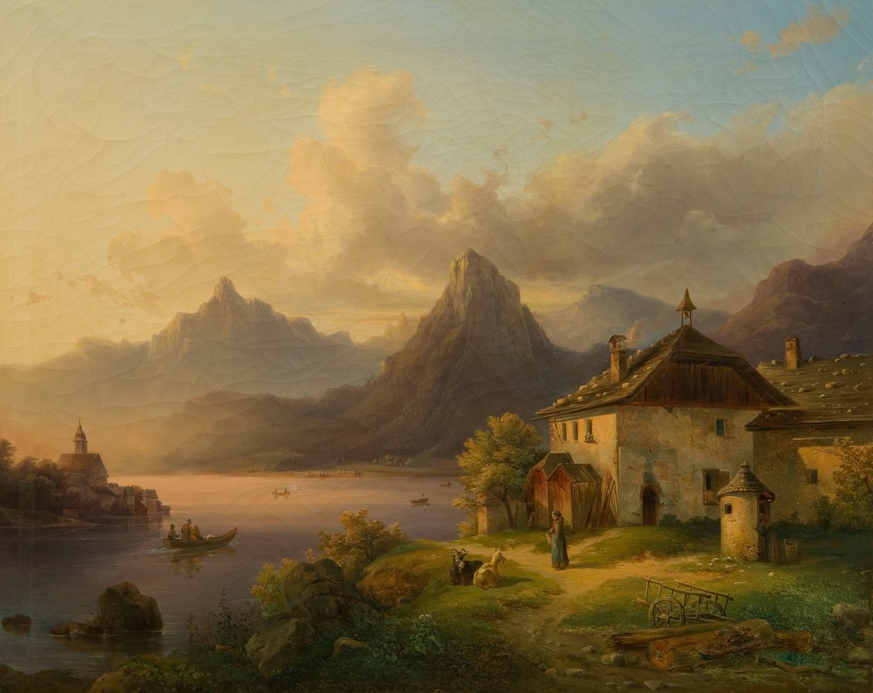 Landschap met bergmeer door Edmund Mahlknecht