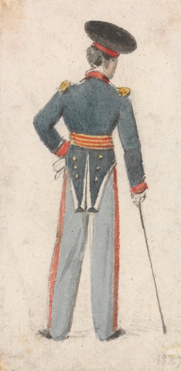 Achteraanzicht van een soldaat door Edmund Thomas Parris