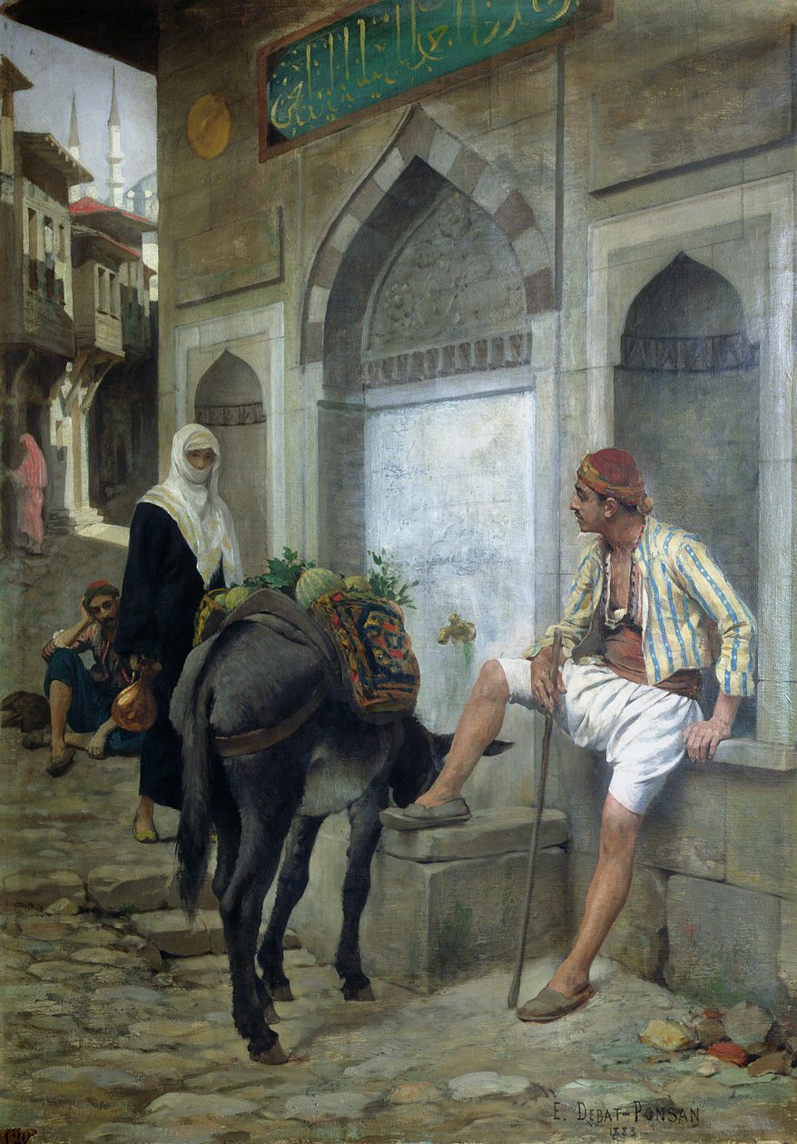 Een straat in Istanbul, 1883 door Edouard Debat Ponsan